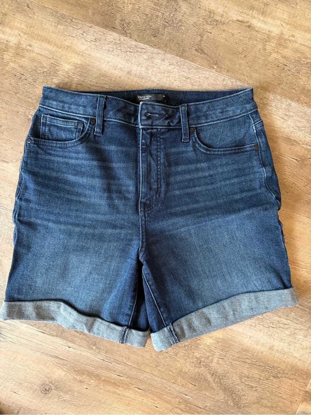 Simply Vera Vera Wang Dark Blue Denim Cuffed Shorts